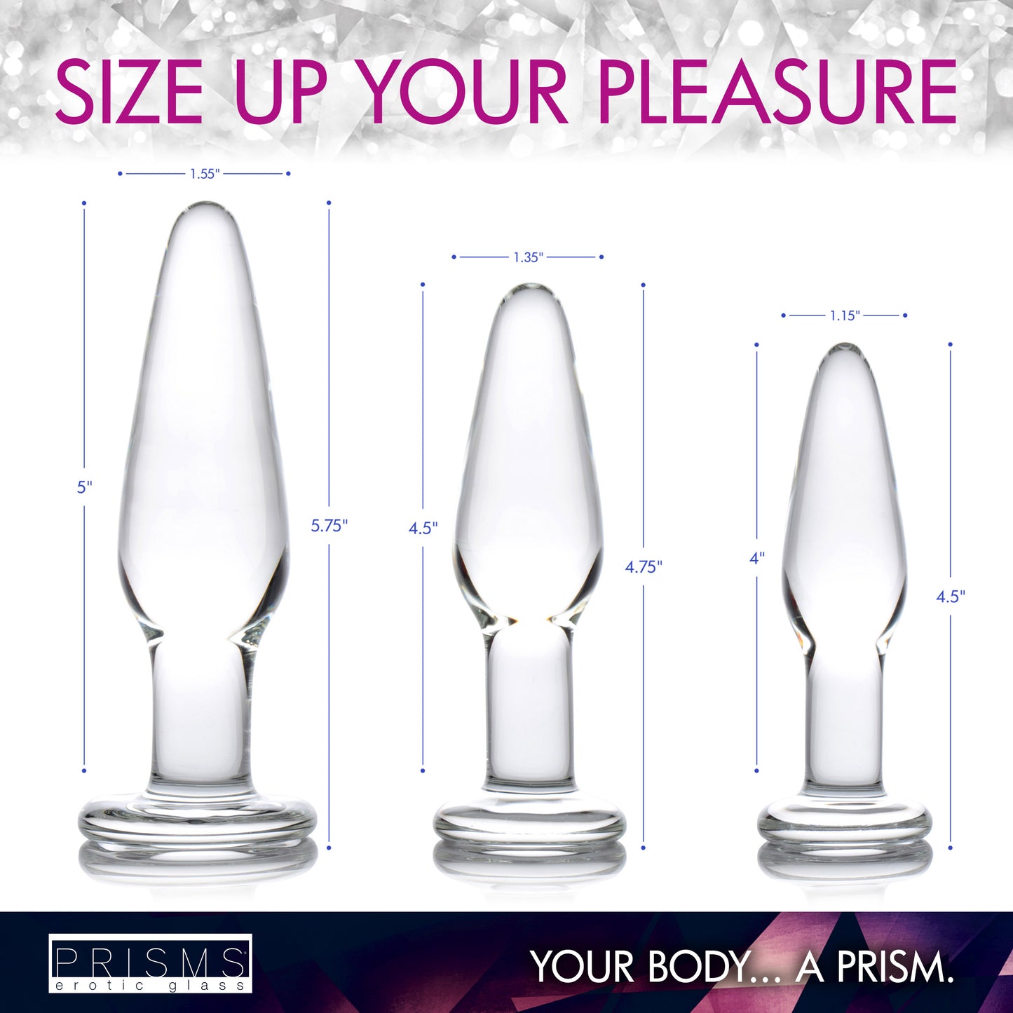 Dosha 3 Piece Glass Anal Plug Kit