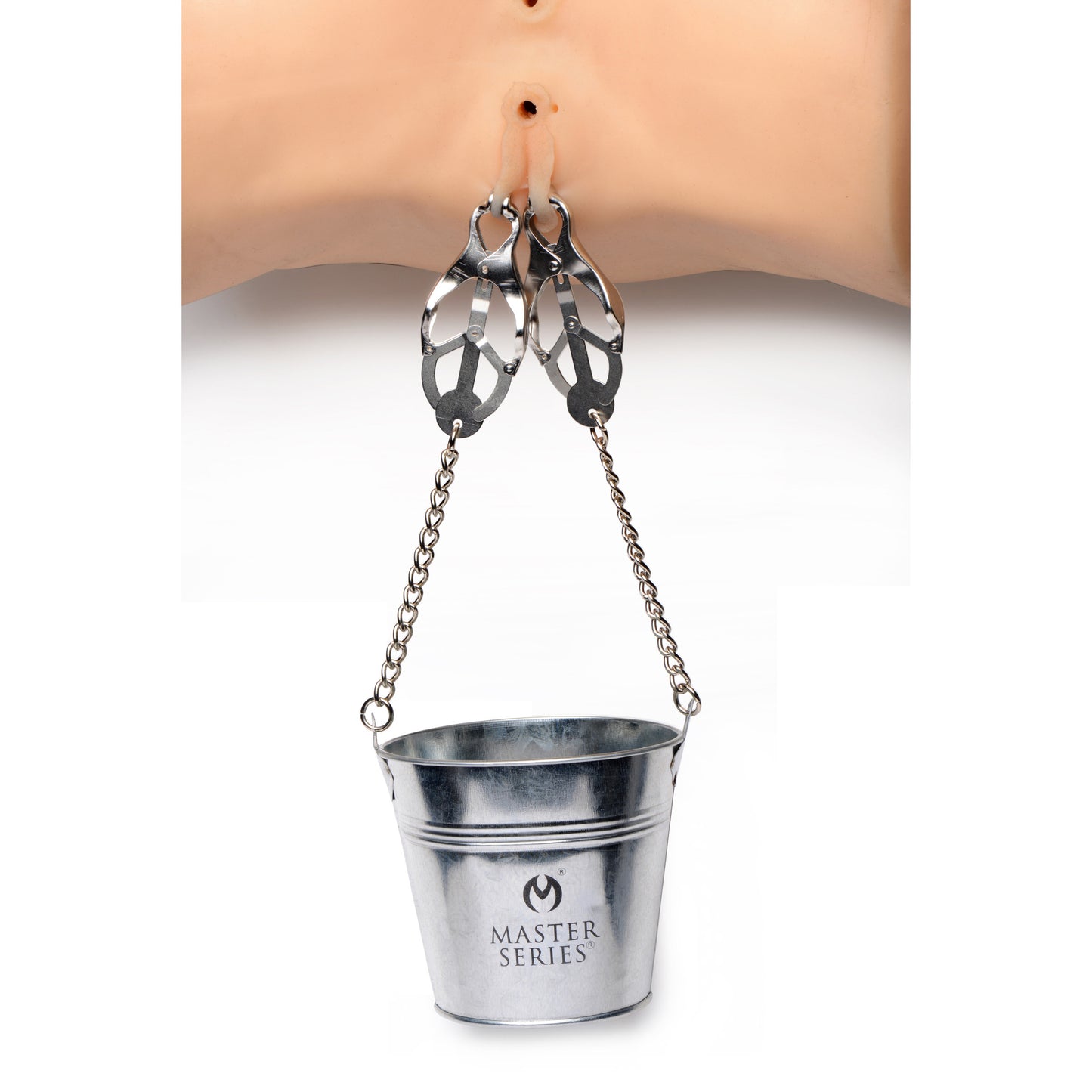 Slave Bucket Labia And Nipple Clamps