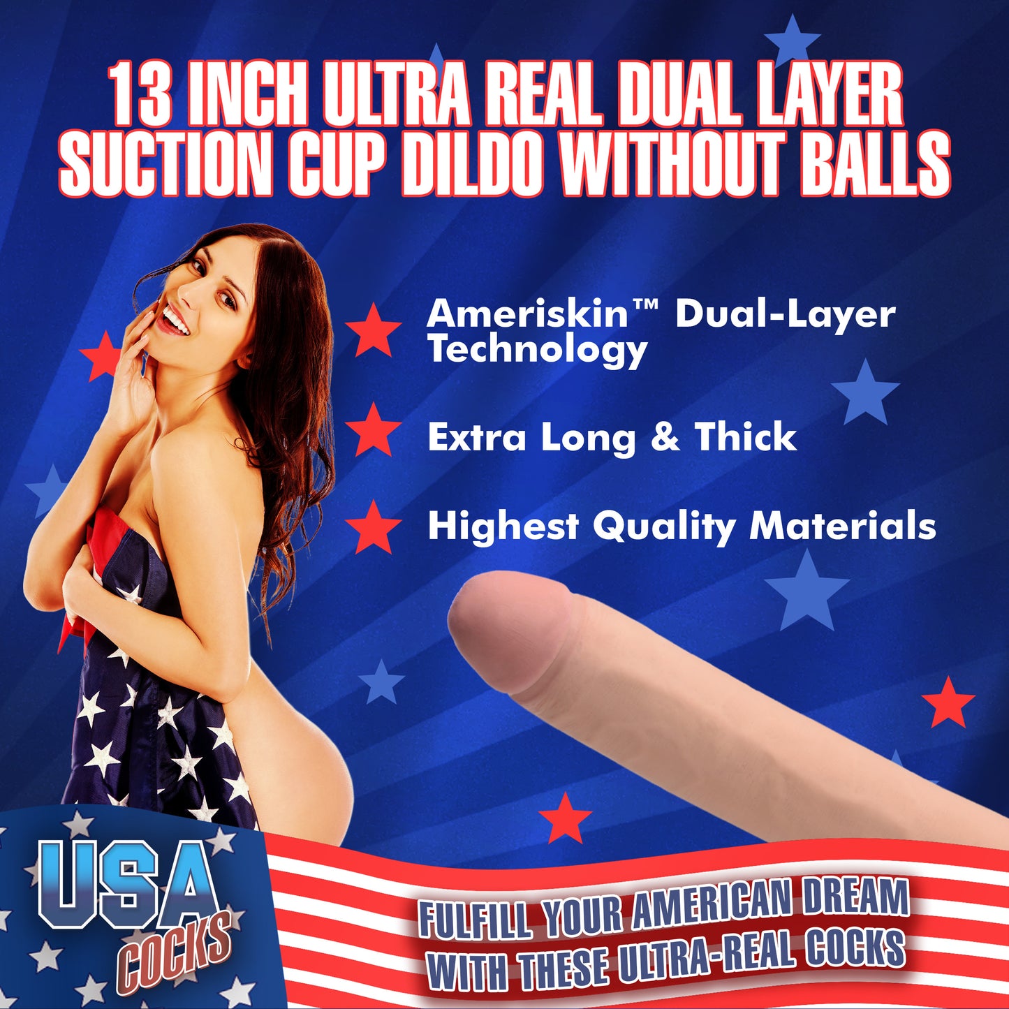 Ultra Real Dual Layer Suction Cup Dildo Without Balls