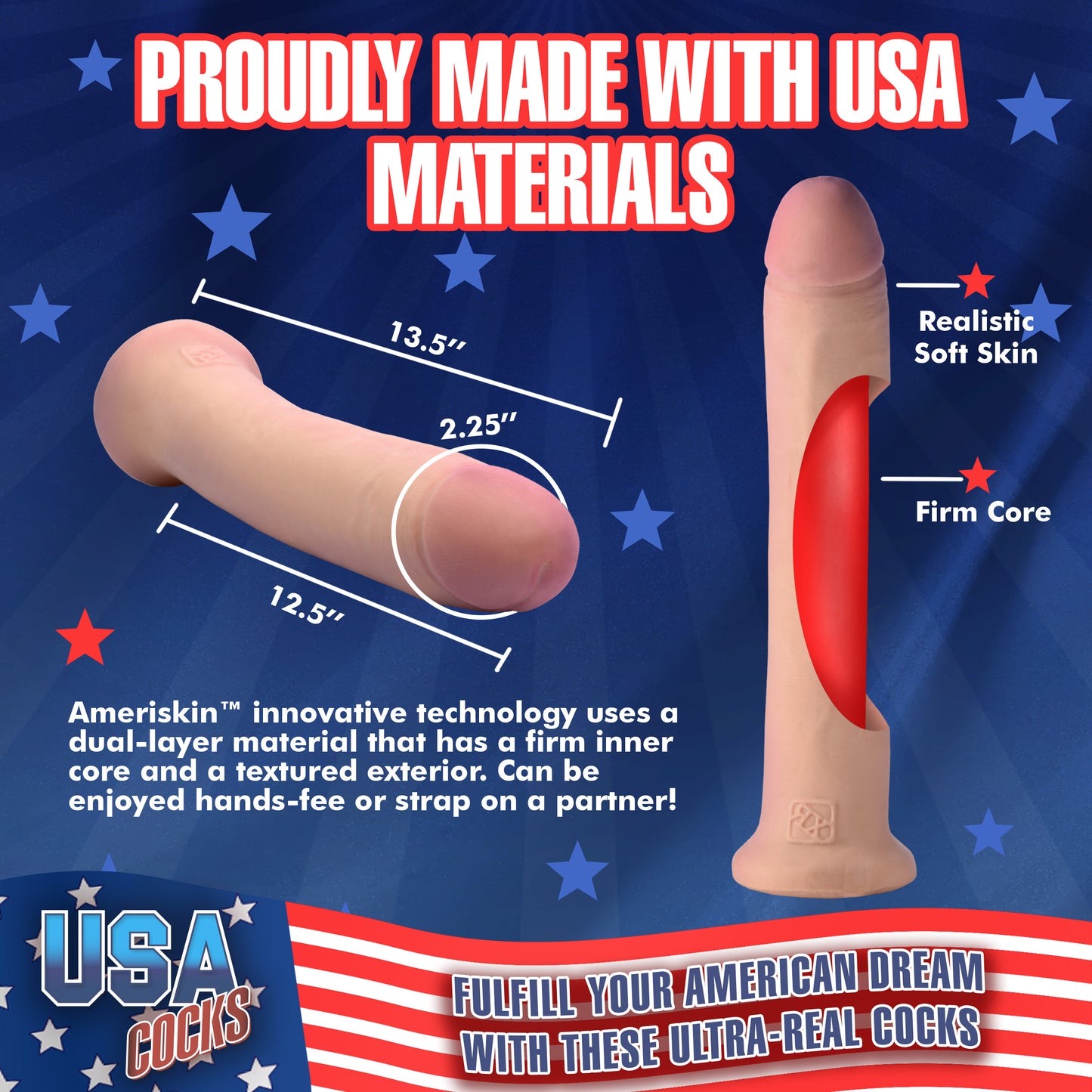 Ultra Real Dual Layer Suction Cup Dildo Without Balls