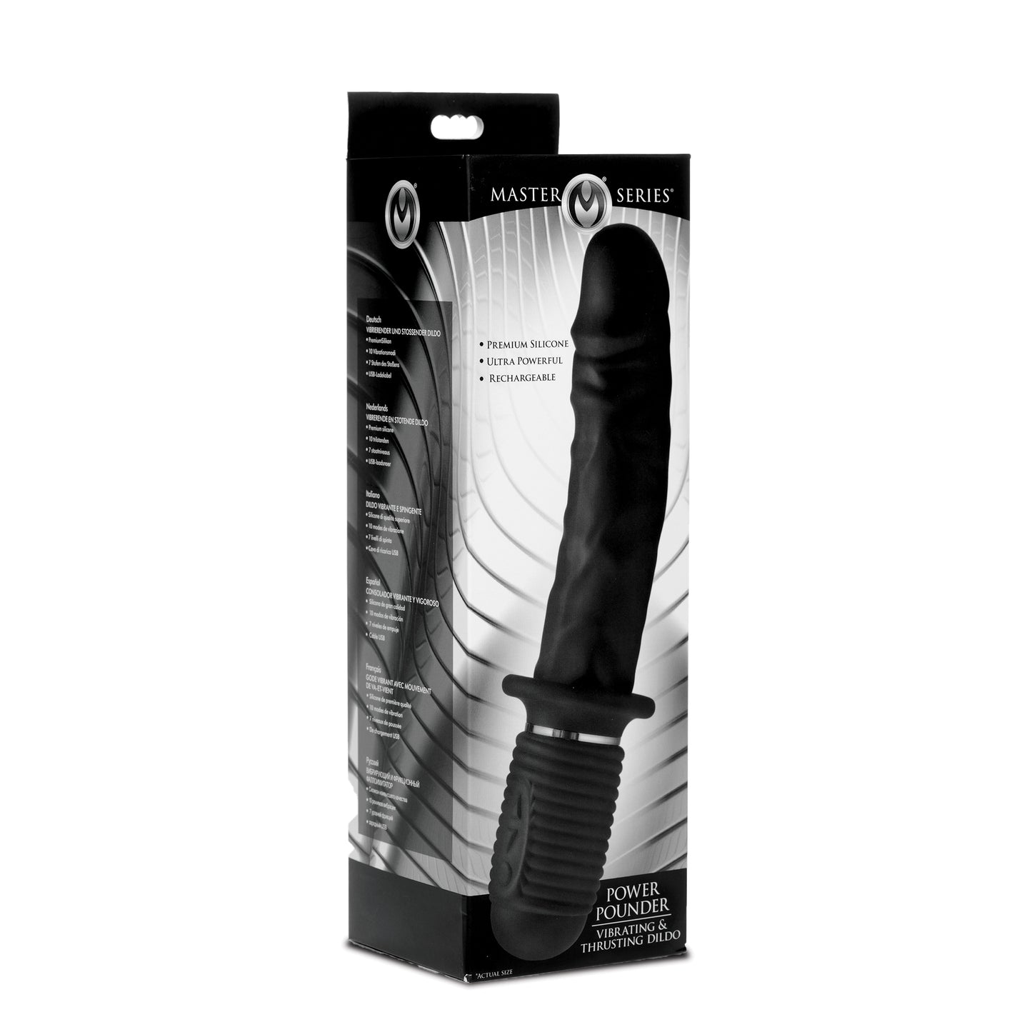 Power Pounder Vibrating And Thrusting Silicone Dildo - Black