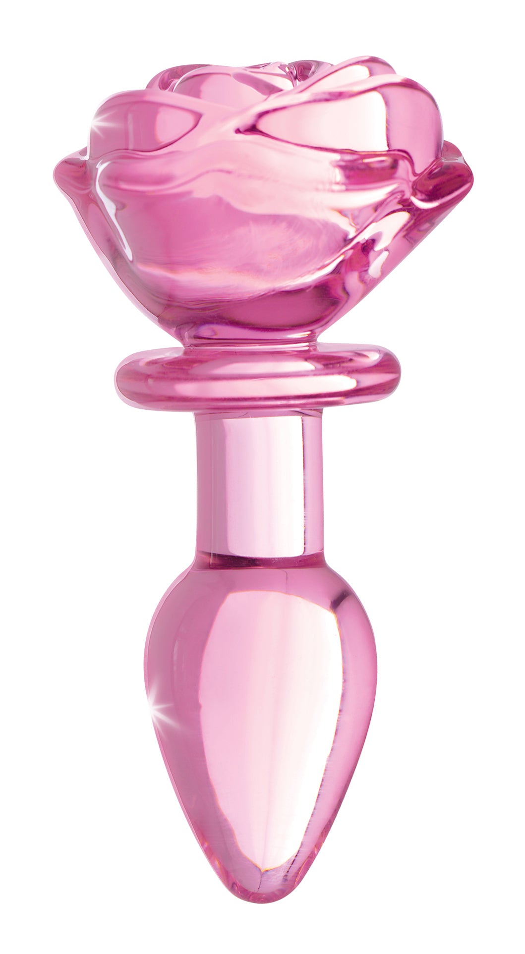 Pink Rose Glass Anal Plug