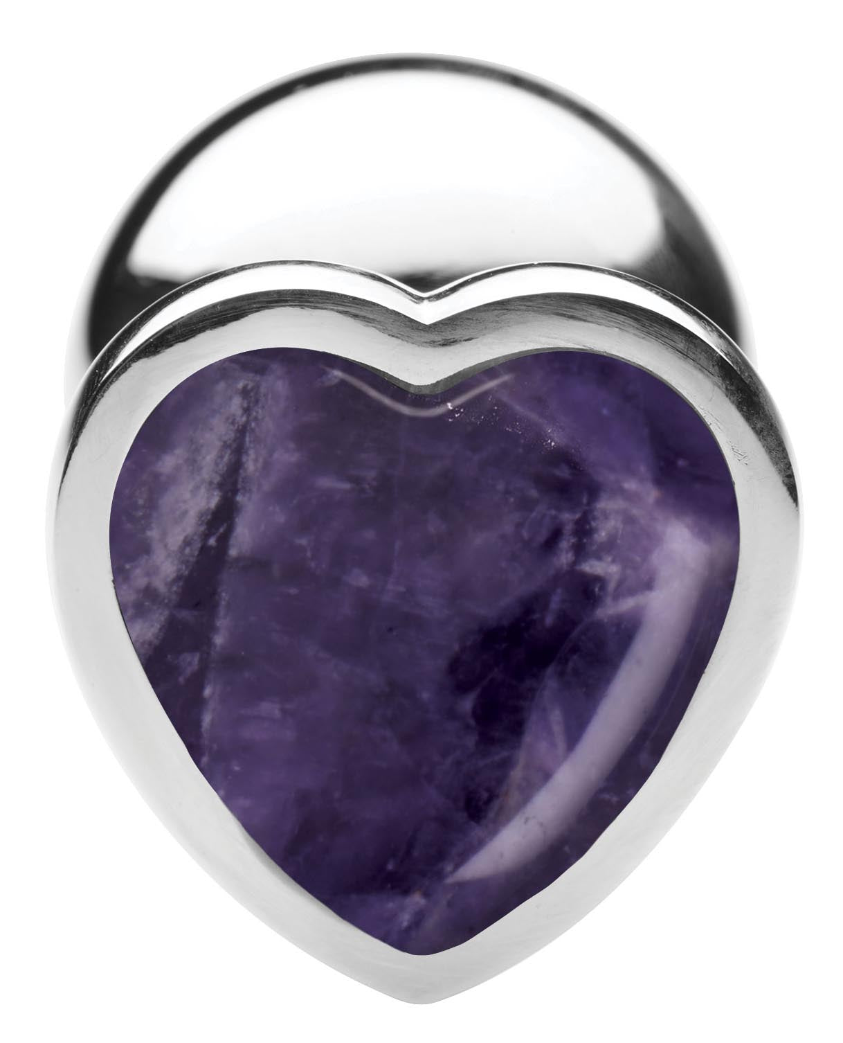 Genuine Amethyst Gemstone Heart Anal Plug