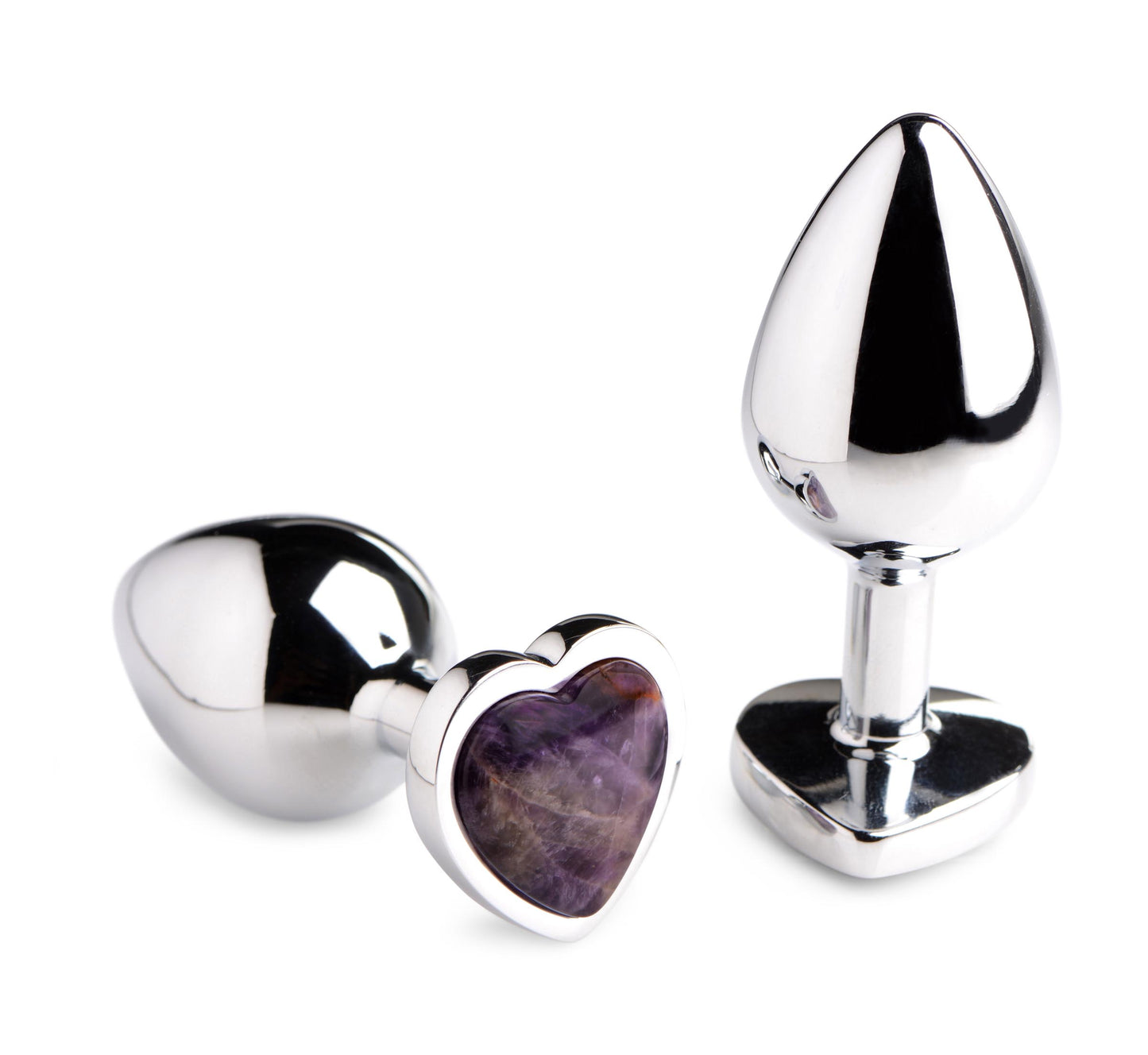 Genuine Amethyst Gemstone Heart Anal Plug