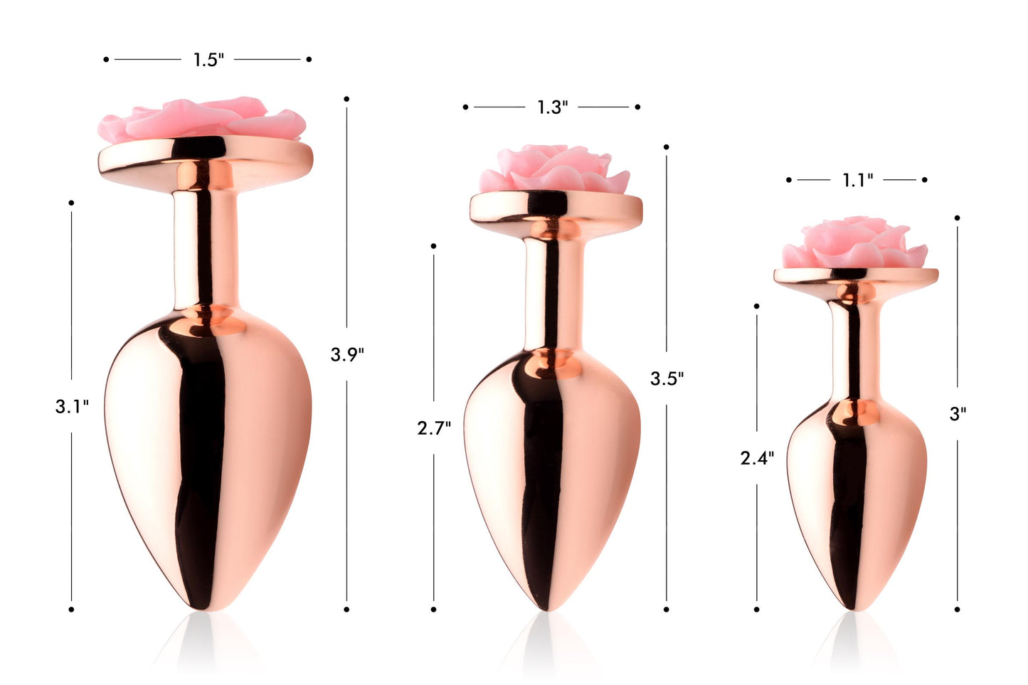 Rose Gold Anal Plug With Pink Flower