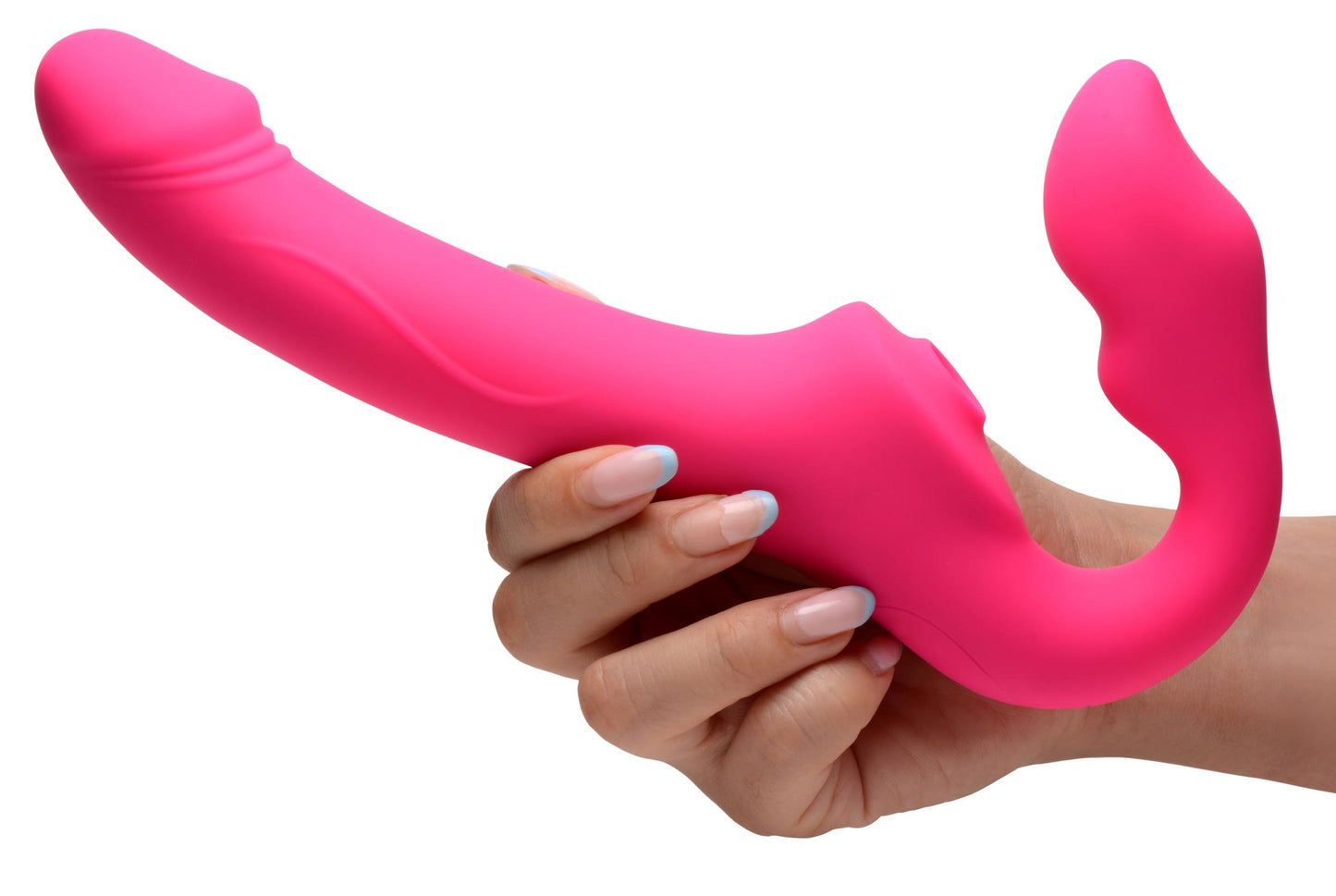 Licking And Vibrating Strapless Strap-on With Remote Control