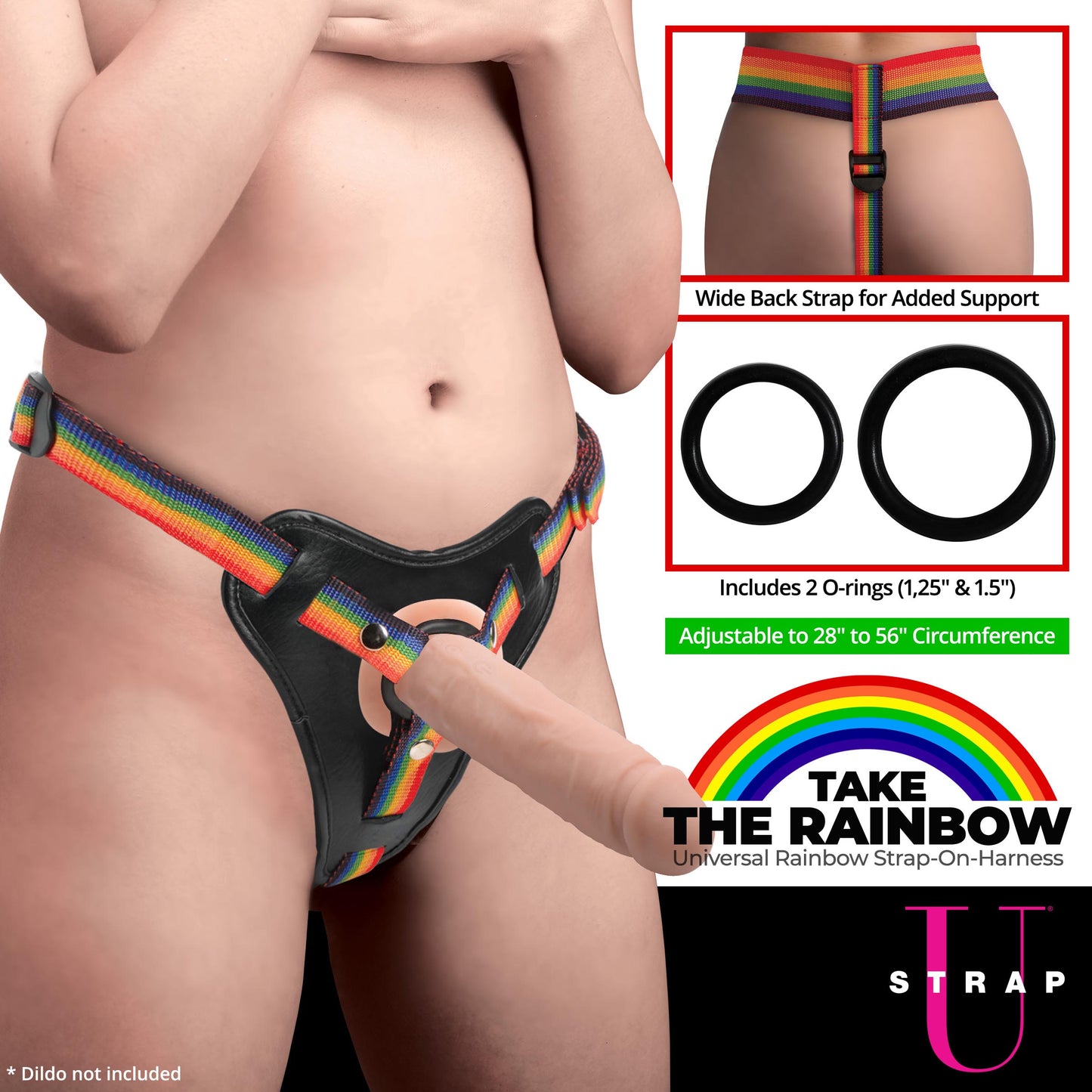 Rainbow Strap On Harness With Silicone O-rings