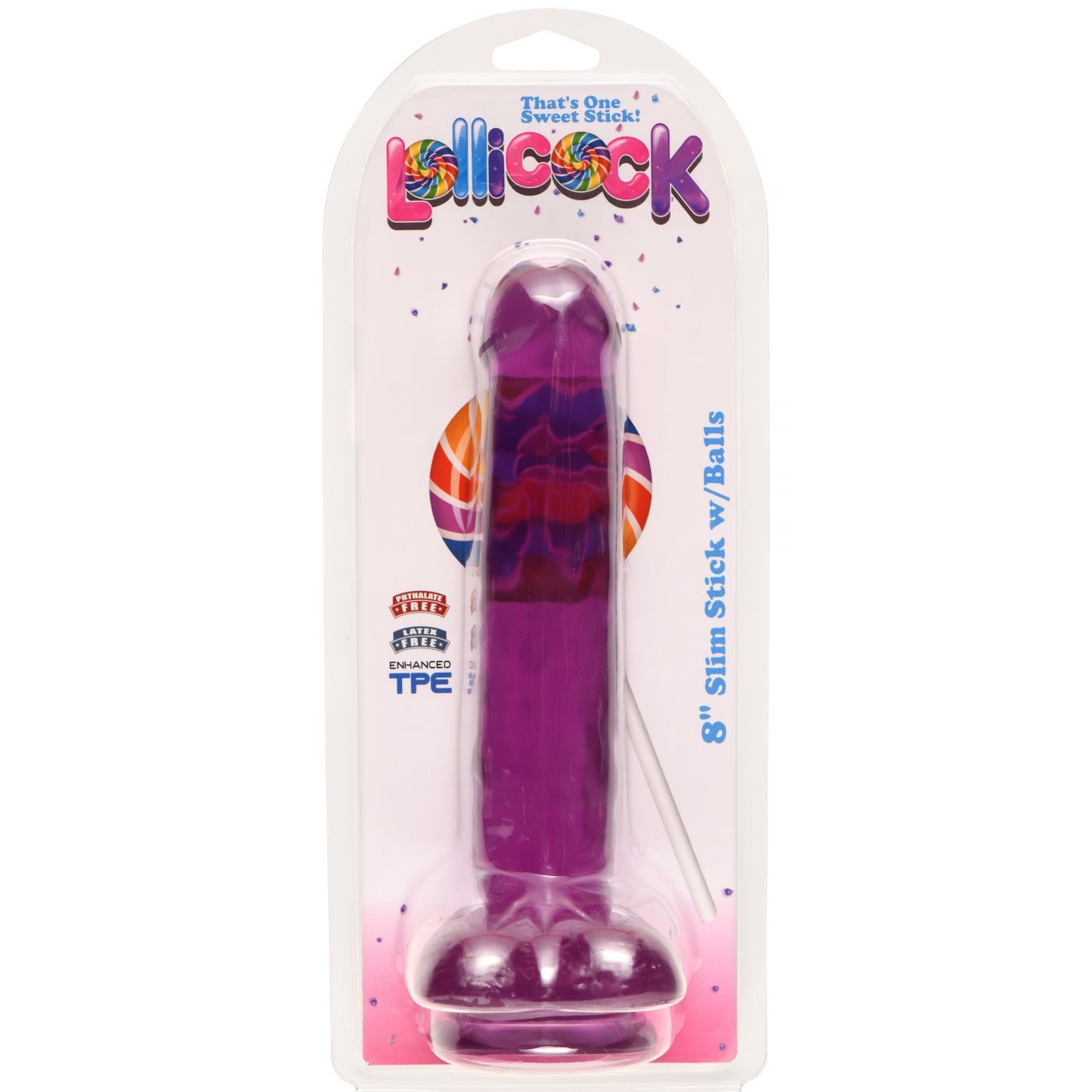 Inch Slim Stick With Balls Grape Ice Dildo