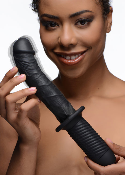 The Large Realistic 10x Silicone Vibrator With Handle