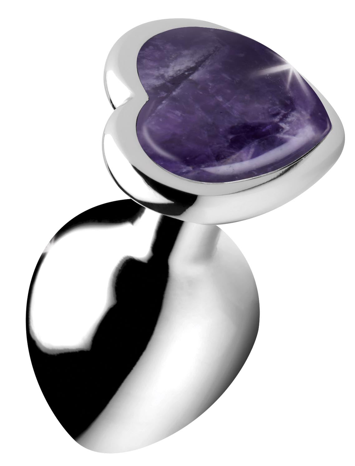 Genuine Amethyst Gemstone Heart Anal Plug