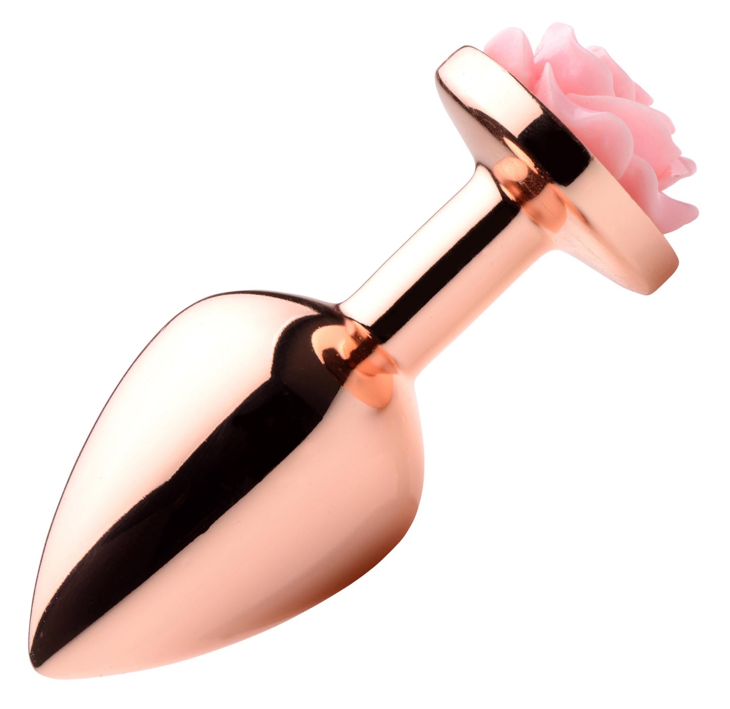 Rose Gold Anal Plug With Pink Flower